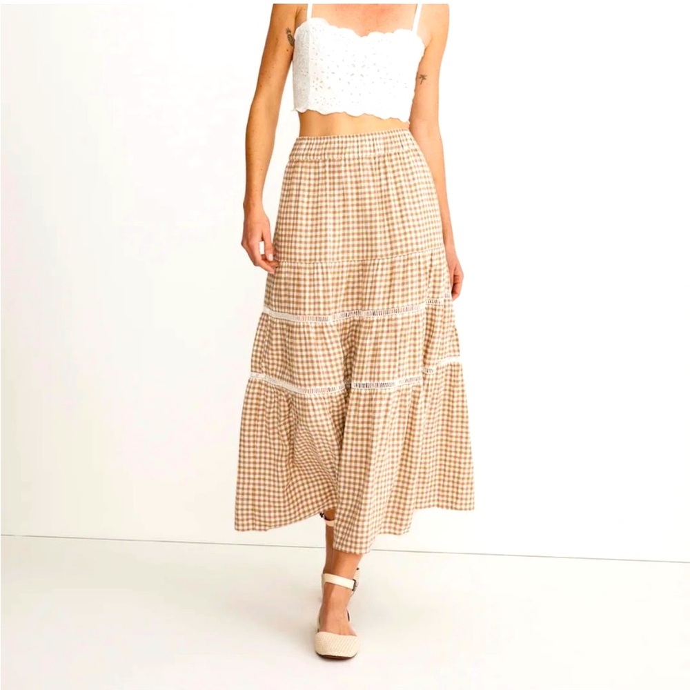 Madewell Linen Blend Tiered Skirt